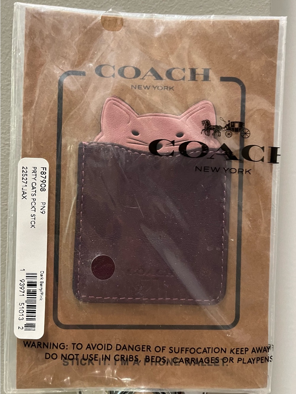 Coach Pink and Plum Cat Peek Card Holder